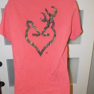 Browning Mossy Oak Camo Buckheart Short Sleeve Shirt Size S Women's EUC